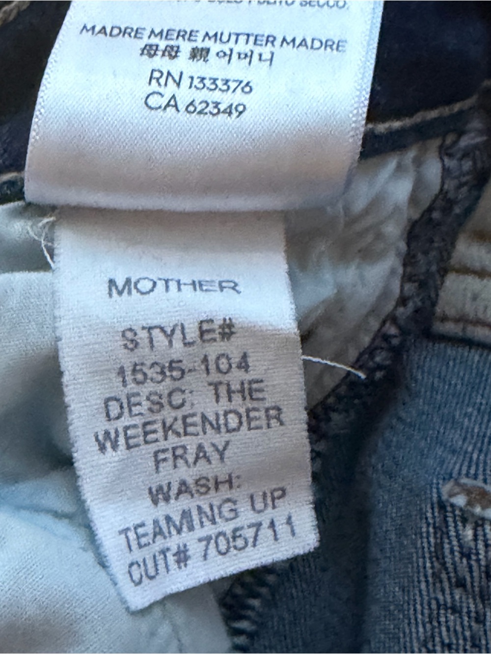 MOTHER Weekender Fray Size 28 - Picture 3 of 6